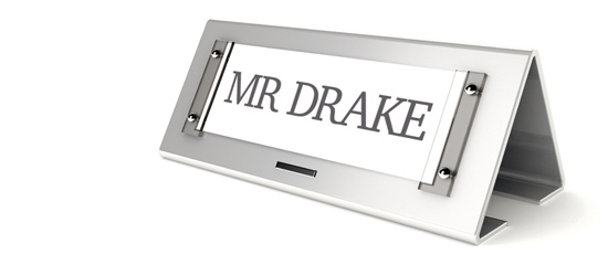 Mr Drake nameplate