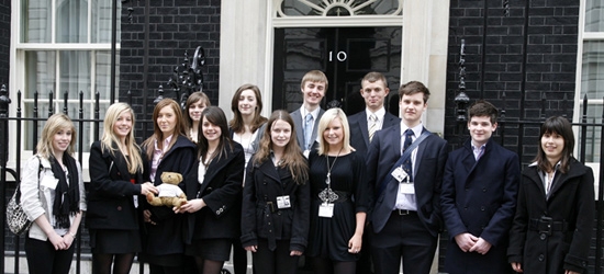 Students outside number 10