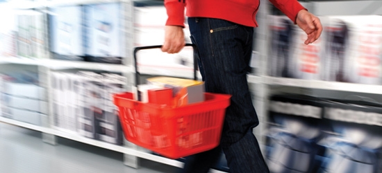 Man holding shopping basket