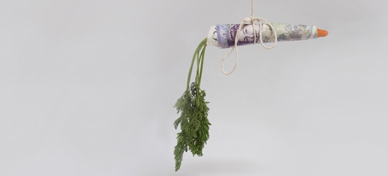 Carrot wrapped in money