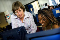 People working at a computer