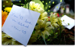 flowers with note