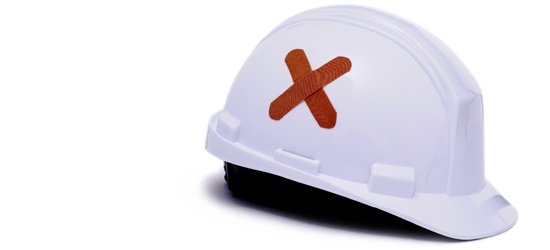 Hard hat with a plaster on it