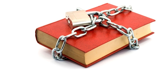 A chained and padlocked book
